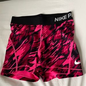 Pink and Black Nike Pro Spandex Shorts